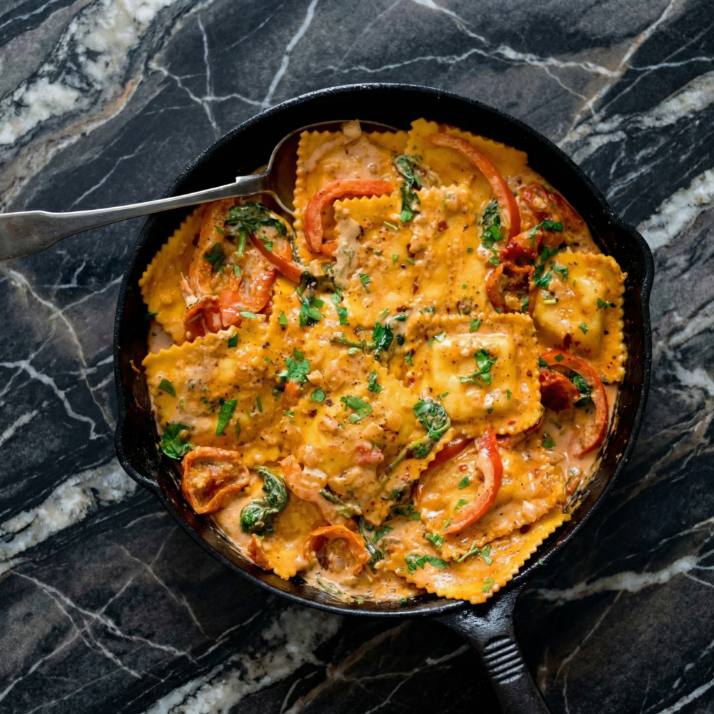 Creamy, Dreamy & Packed with Flavor: Ravioli with Sun-Dried Tomato and Basil Sauce