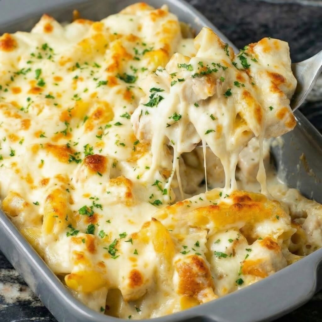 Chicken Alfredo Bake: Creamy, Cheesy and Comforting